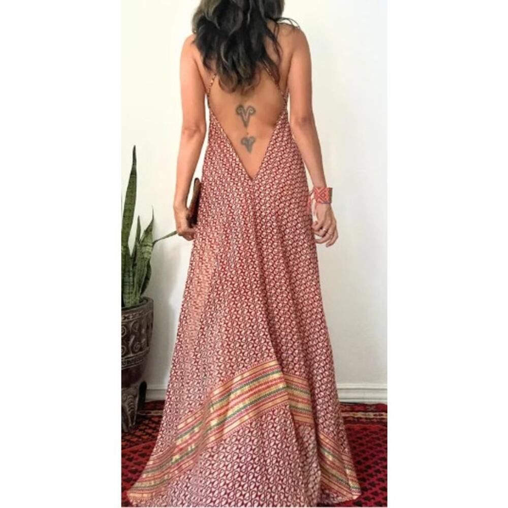 Karma Highway Penn Boho Pink Halter Backless Dress O/S - Picture 2 of 8